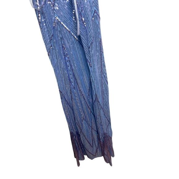 Lulus Flawless Glow Periwinkle Iridescent Sequin Lace-Up Maxi Dress Sz. S - Picture 9 of 9